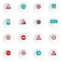 Different road signs set flat icons vector