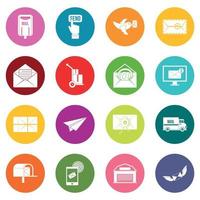 Poste service icons many colors set vector