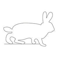 Freehand sketch outline of the silhouette of an animal hare, rabbit. Continuous one line drawing. vector