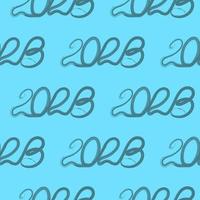 Seamless pattern, inscription 2023 with one solid continuous line. Date in linear style, number. Isolated vector
