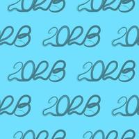 Seamless pattern, inscription 2023 with one solid continuous line. Date in linear style, number. Isolated vector