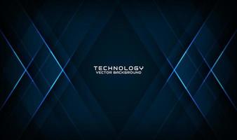 3D blue technology abstract background overlap layer on dark space with light line effect decoration. Graphic design element rhombus style concept for banner, flyer, card, brochure, or landing page vector