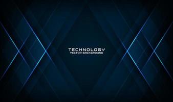 3D blue technology abstract background overlap layer on dark space with light line effect decoration. Graphic design element rhombus style concept for banner, flyer, card, brochure, or landing page vector