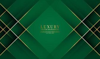 3D green luxury abstract background overlap layer on dark space with golden lines effect decoration. Graphic design element rhombus style concept for banner, flyer, card, brochure, or landing page vector