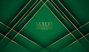 3D green luxury abstract background overlap layer on dark space with golden lines effect decoration. Graphic design element elegant style concept for banner, flyer, card, brochure, or landing page vector