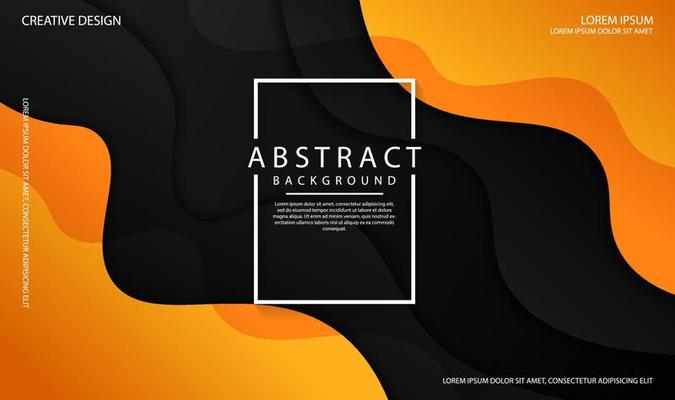 Abstract 3D black orange geometric background overlap layer on bright space with dynamic waves effect decoration. Template element paper cut style concept for flyer, banner, cover, or landing page