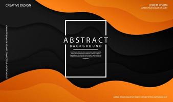 Abstract 3D black orange geometric background overlap layer on bright space with dynamic waves effect decoration. Template element paper cut style concept for flyer, banner, cover, or landing page vector