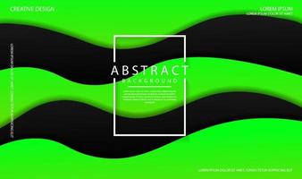 Abstract 3D black green geometric background overlap layer on bright space with dynamic waves effect decoration. Template element paper cut style concept for flyer, banner, cover, or landing page vector