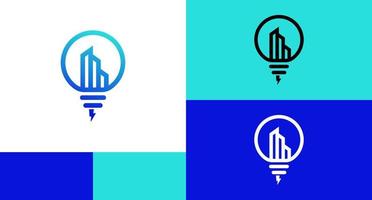 Light Bulb with Building Inside Logo Design Concept vector