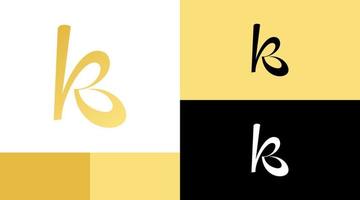 Golden K Flourish Monogram Logo Design Concept vector