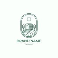 agriculture line outline minimalist Logo. village logo vector