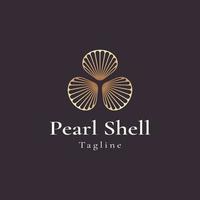 luxury and elegant gold colored pearl shell logo template vector