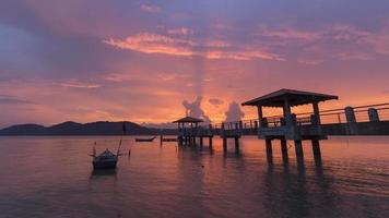 Sunset at Batu Kawan jetty. video