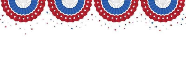 Four US Flag  isolated on white background and twinkling stars with room for your text. Illustrator Vector Eps 10.