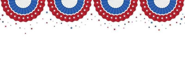 Four US Flag  isolated on white background and twinkling stars with room for your text. Illustrator Vector Eps 10.