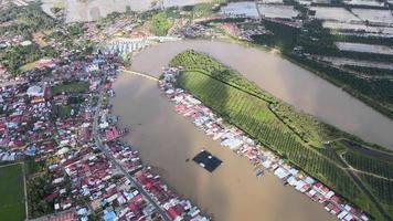 Aerial view Kuala Kurau town in sunny day video