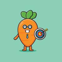 cartoon carrot businessman hold target and arrow vector