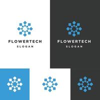 Flower Tech logo icon design template vector