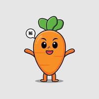 Cute cartoon carrot with happy expression vector