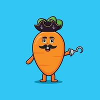 Cute cartoon pirate carrot with hook hand vector