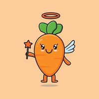 lindo personaje de zanahoria de dibujos animados en forma de hada vector