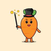 A smart cute cartoon magician carrot style design vector