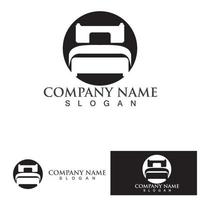 logotipo de cama y símbolo vector de logotipo de empresa de hotel