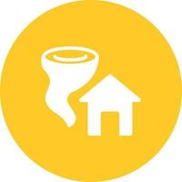 Tornado Hitting House Circle Background Icon vector