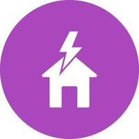 Lightning Striking House Circle Background Icon vector