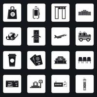 Airport icons set squares vector