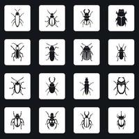 Bugs icons set squares vector