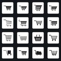 Shopping cart icons set squares vector