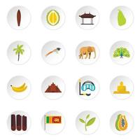 Sri Lanka travel set flat icons vector