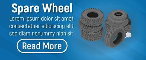 Spare wheel concept banner, isometric style vector