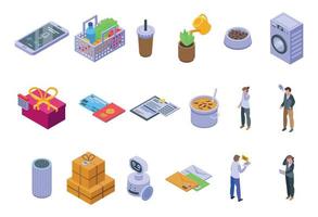 Personal assistant icons set, isometric style vector