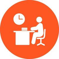 Working Late Circle Background Icon vector