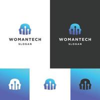 Woman Tech logo icon design template vector