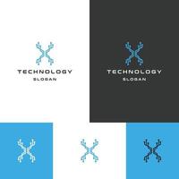 plantilla de diseño plano de icono de logotipo de tecnología de letra x vector