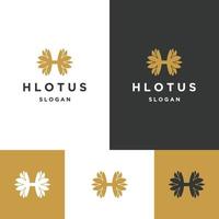 plantilla de diseño de icono de logotipo de loto de letra h vector