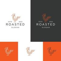 Line drawing art rooster, chicken body logo design illustration vector