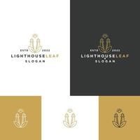 Light House Leaf logo icon design template vector