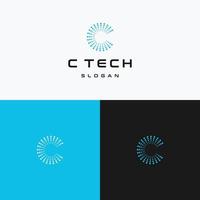 plantilla de diseño plano de icono de logotipo de tecnología de letra c vector