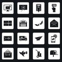 Poste service icons set squares vector