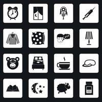 Sleep icons set squares vector