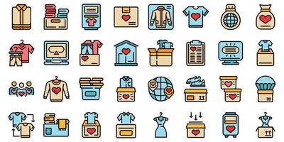 Clothes donation icons set vector flat