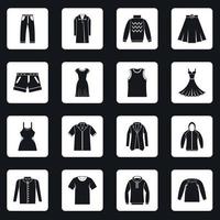 Different clothes icons set squares vector