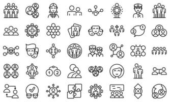 Crew icons set, outline style vector