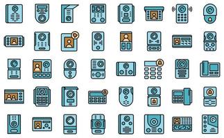 iconos de intercomunicador de video conjunto vector plano