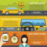 Taxi service banner horizontal set, flat style vector
