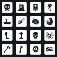 Zombie icons set squares vector